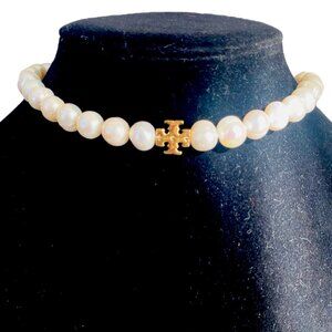 NWT Tory Burch Kira Cultured Pearl Choker Necklace w Tag & Dust Bag Rtl $298